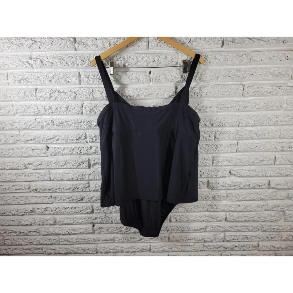 Sand n Sun Women's 3X Plus Size One Piece Swimsuit Black Lined Nylon BLA79E